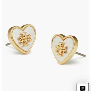 Tory Burch Kira Heart Stud Earrings Tory Gold/Pearl NWT
